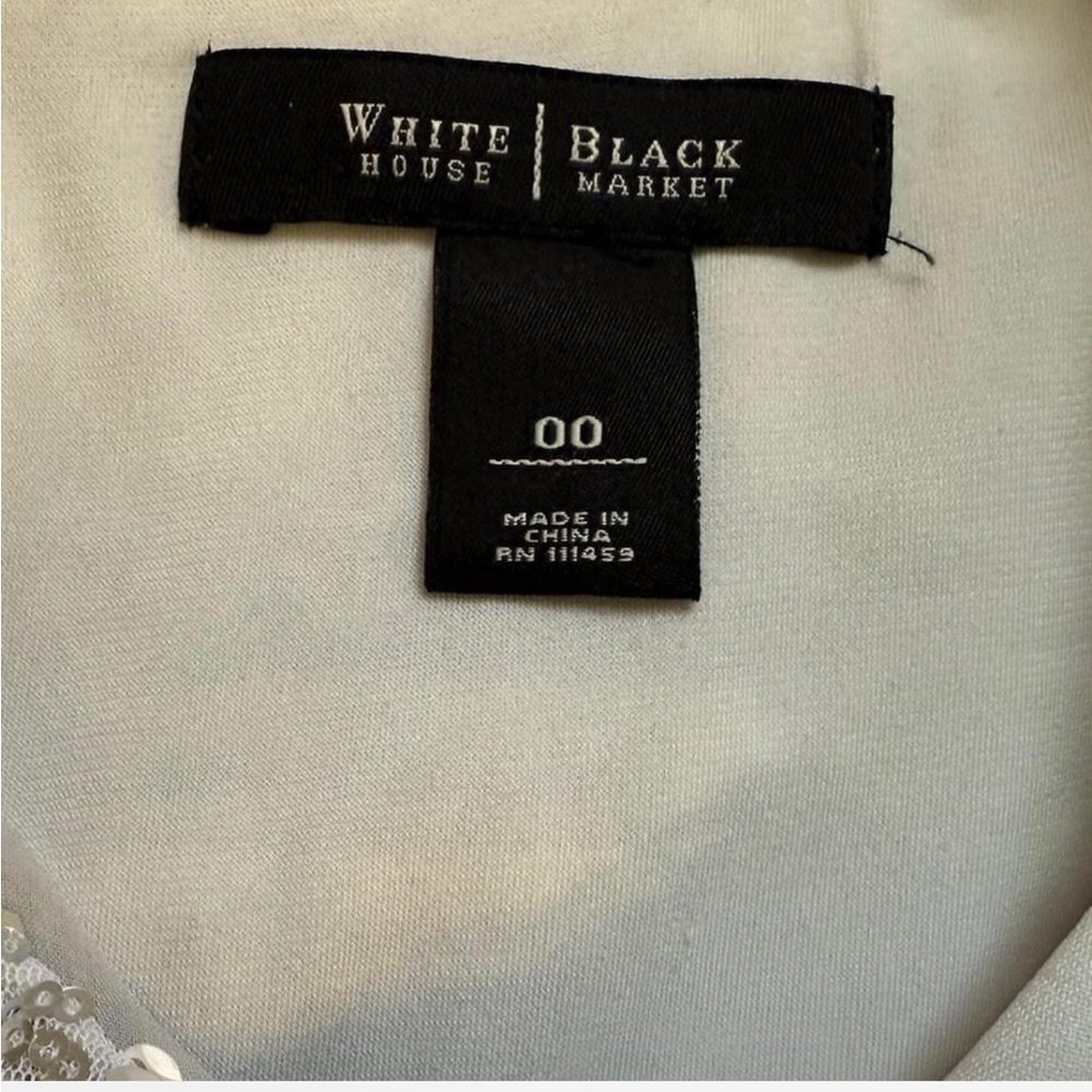 White House Black Market Silver Sequin Sparkle Mini Dress - size 00 - Picture 4 of 8